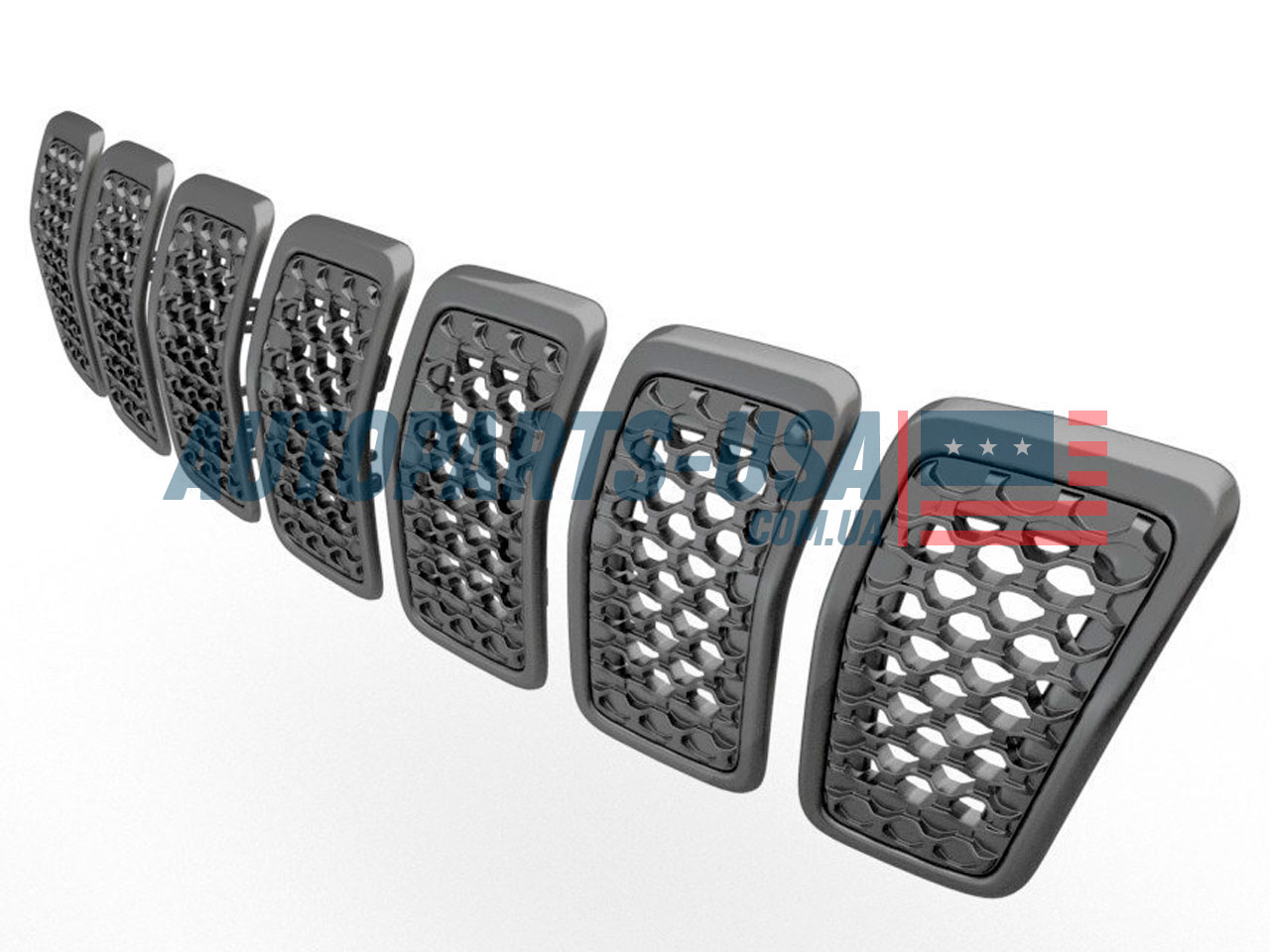 Grill решетка Jeep Cherokee KL 2019-2023 рестайлинг серый 7шт