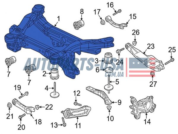 Підрамник задній Jeep Cherokee KL 3.2 2019-рестайлінг